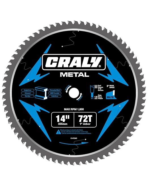 CRALY 14 Inch 72 Teeth Steel and Ferrous Metal Cutting Circular Saw Blade by CRALY
