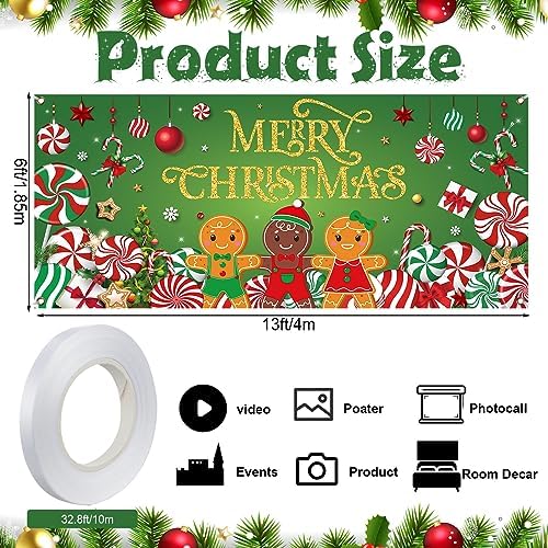Christmas Candy Garage Door Decoration Merry Christmas Door Banner Cover - Image 2