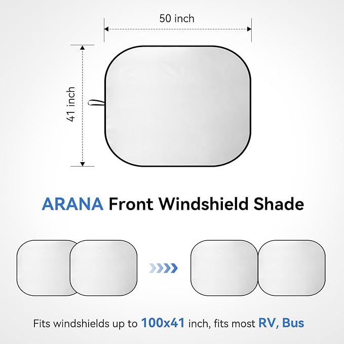 ARANA 2 Piece RV Sun Shade for Windshield, RV Car Windshield Sun Shade Cover - Image 2