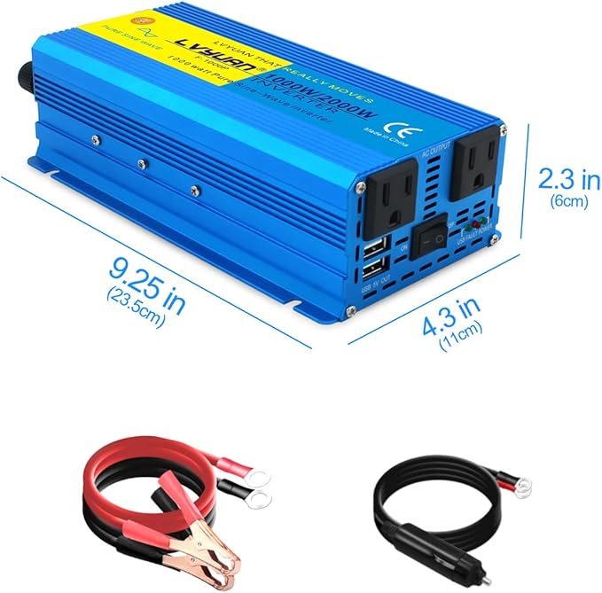 LVYUAN 1000 Watt Pure Sine Wave Inverter 12V to 110V 120V DC to AC - Image 4