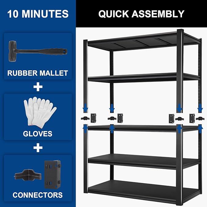 BILT HARD 3500 LBS 48" W x 24" D x 72" H Metal Garage Shelving Unit, 5-Tier - Image 7