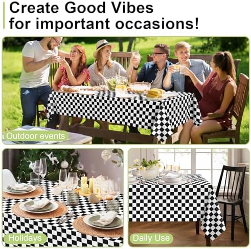 QIKSION 3 Pack Checkered Tablecloth Disposable, Race Car Table Cloth - Image 4