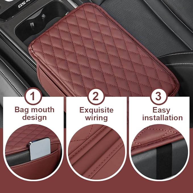 Memory Cotton Leather Car Armrest Box Pad, 2025 New Universal Style Memory - Image 4