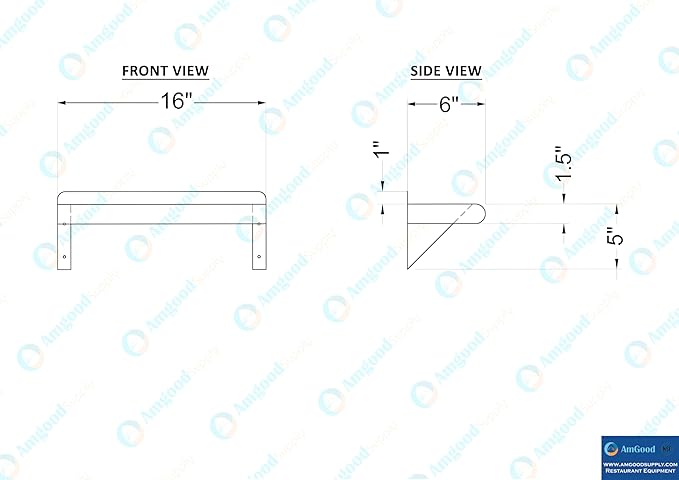 AmGood 6" X 16" Stainless Steel Wall Shelf | Metal Shelving | Garage, Utility - Image 5
