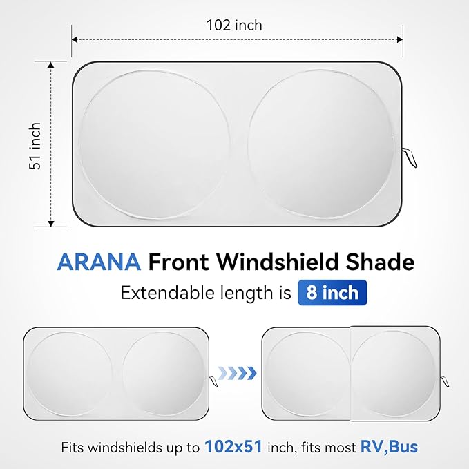 ARANA RV Windshield Sun Shade - Image 2
