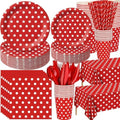 Funnymoom 452 Pcs Red Polka Dot Birthday Party Decoration for 50 Guests by Funnymoom
