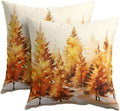 Fall Throw Pillow Covers 22x22 Set of 2 Orange Yellow Pine Trees Thanksgiving Pillow Covers Autumn Nature Forest Watercolor Pillowcase for Kitchen Sofa Cushion Outdoor Bedroom Decoration by Trongr