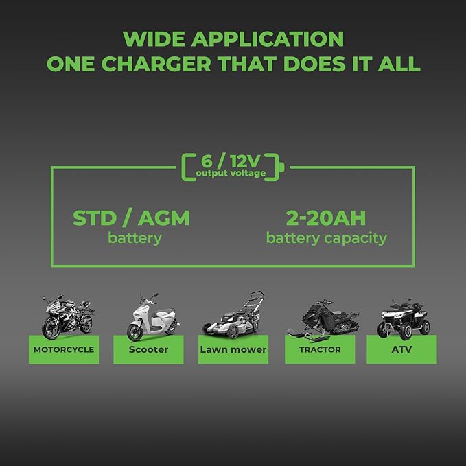 Infinity 1A Battery Charger, 6V / 12V, 3 Stage Charging, Battery Maintainer - Image 6