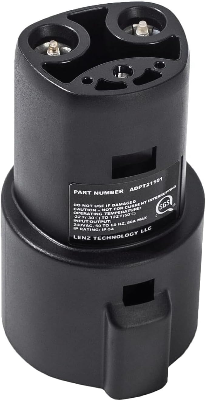 LENZ J1772 Charging Adapter for Tesla Model 3, and Cybertruck, Safety Certified by LENZChargingSolution