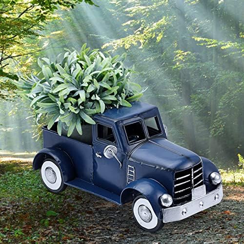 Farmhouse Blue Truck Table Decor, Vintage Metal Car Decoration - Image 5