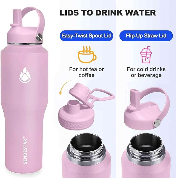 SENDESTAR 32oz Water Bottle Wide Mouth Stainless Steel Vacuum Insulated Double - Image 2