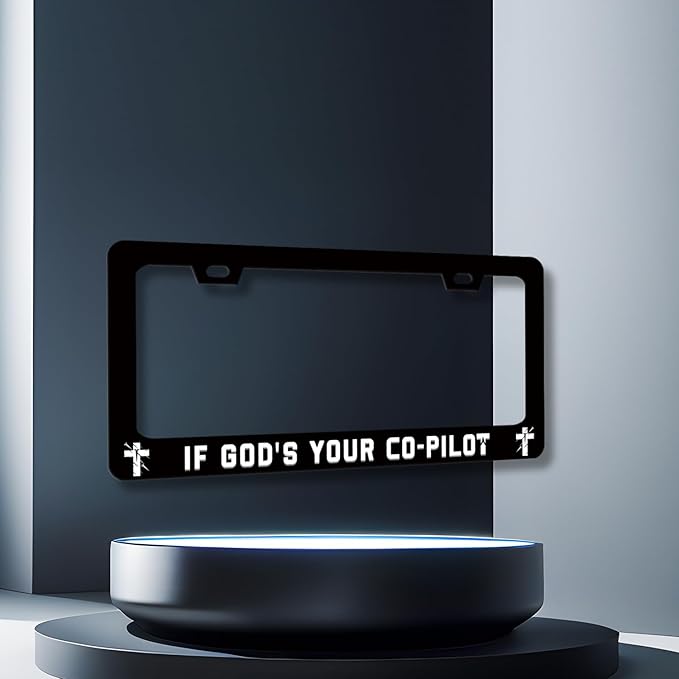 If God‘s Your Co-Pilot License Plate Frame Funny Jesus License Plate Stainless - Image 7