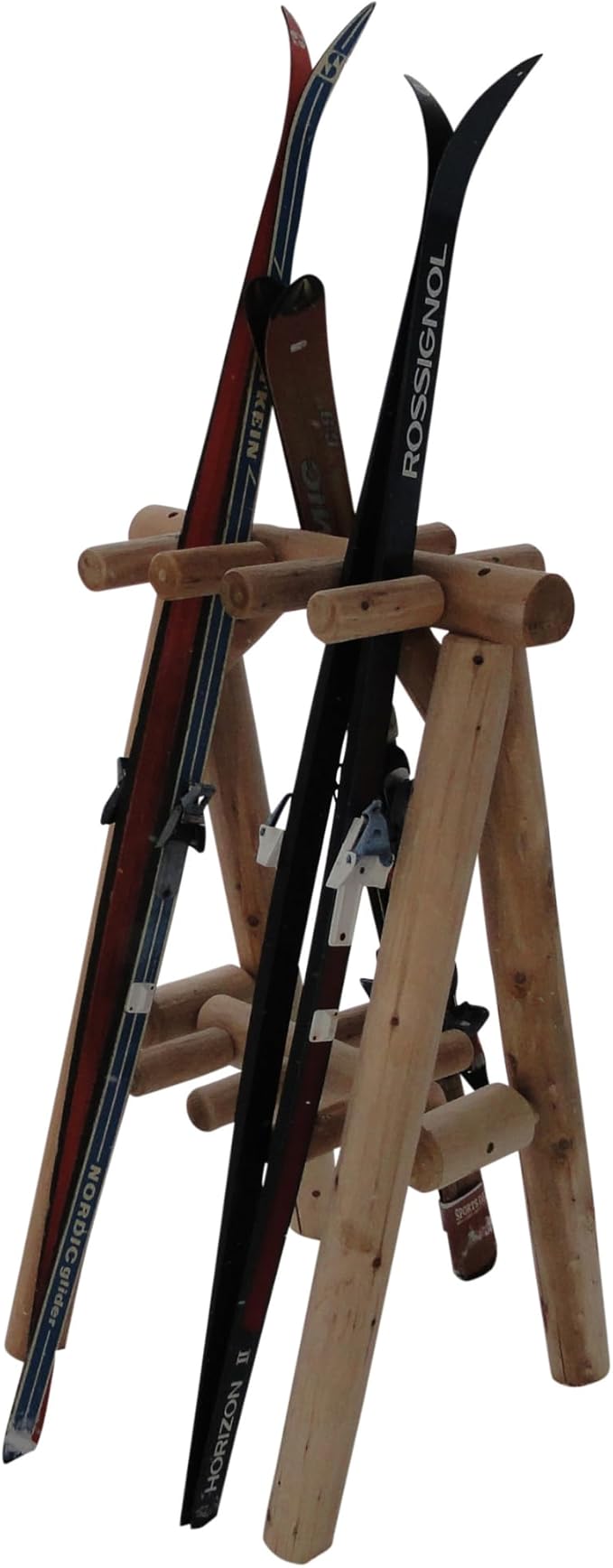 9-Place Freestanding Log Ski Rack Holder, Indoor & Outdoor Snowboard Racks - Image 7