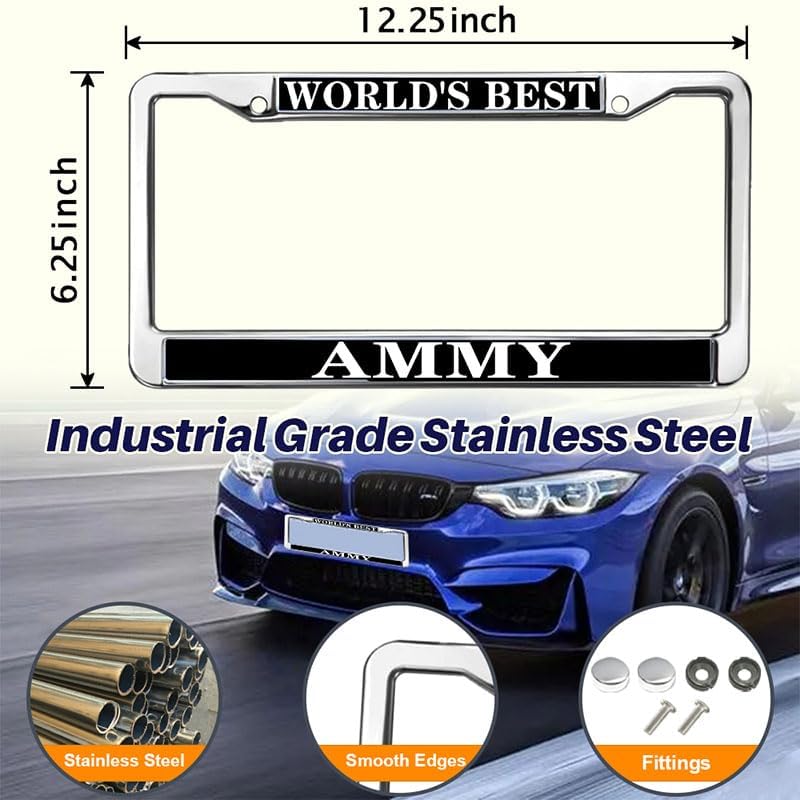 World's Best Universal US CA Car License Plate Frame Woman's Day Gift Stainless Steel Car Licence Plate Covers Woman's Day Gift Car Accessories License Plate Frame Cute