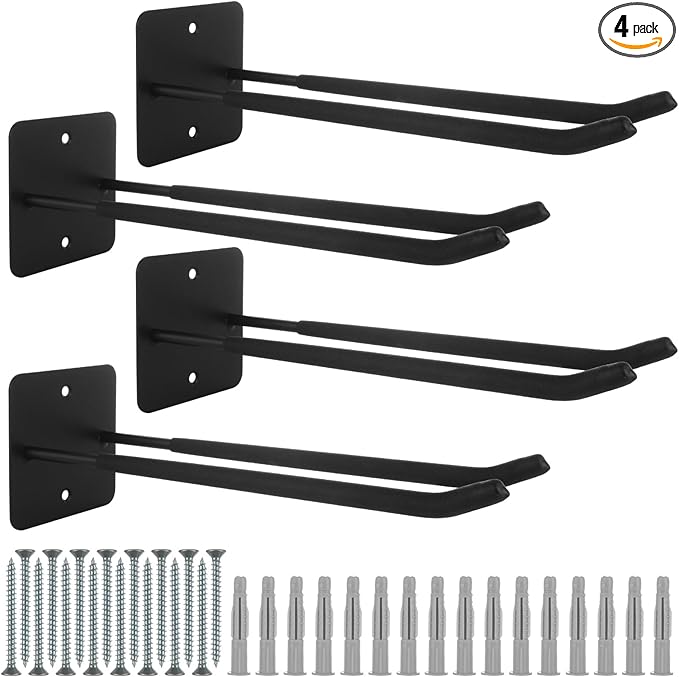 SHUESS 12.2 Inches Long Large Garage Hooks, 4 Pack Heavy Duty Garage Storage by SHUESS