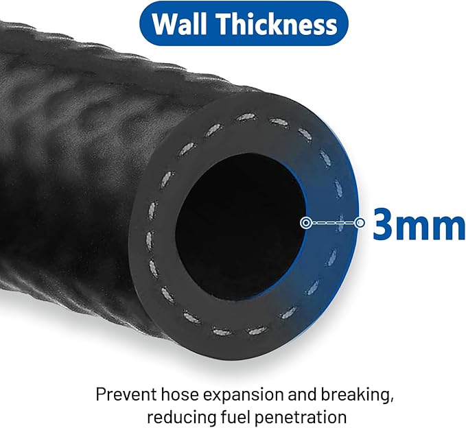 LokoCar Rubber Fuel Hose Line Push Lock 3/16" ID SAE 30R7 NBR 25ft 300PSI Black - Image 3