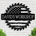 Custom American Flag Metal Shop Sign Gift by Pamaheart