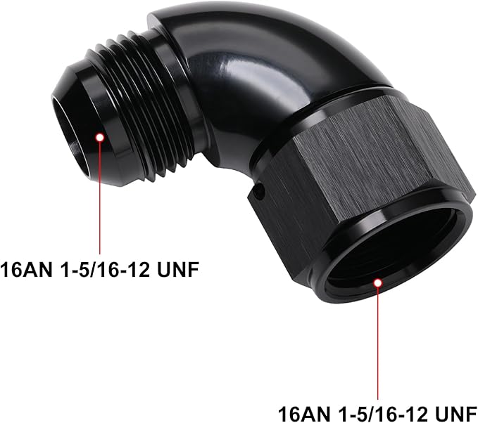 90 Degree 16AN Male to 16AN Female Swivel Full Flow Fitting Adapter Coupler - Image 2