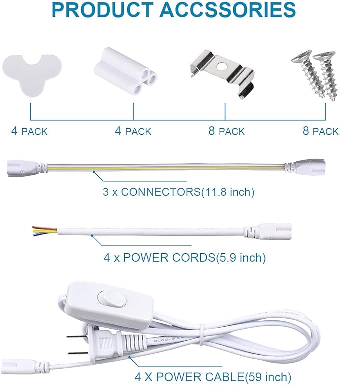 4 Pack, Led Shop Lights, 4FT Led Shop Light, 60W 5000K 9500LM Clear White - Image 3