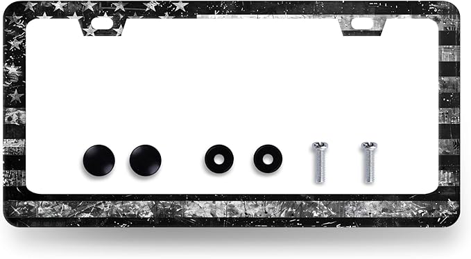 Vintage Black Grey American Flag License Plate Frame Patriotic License Plate by RNKATIH