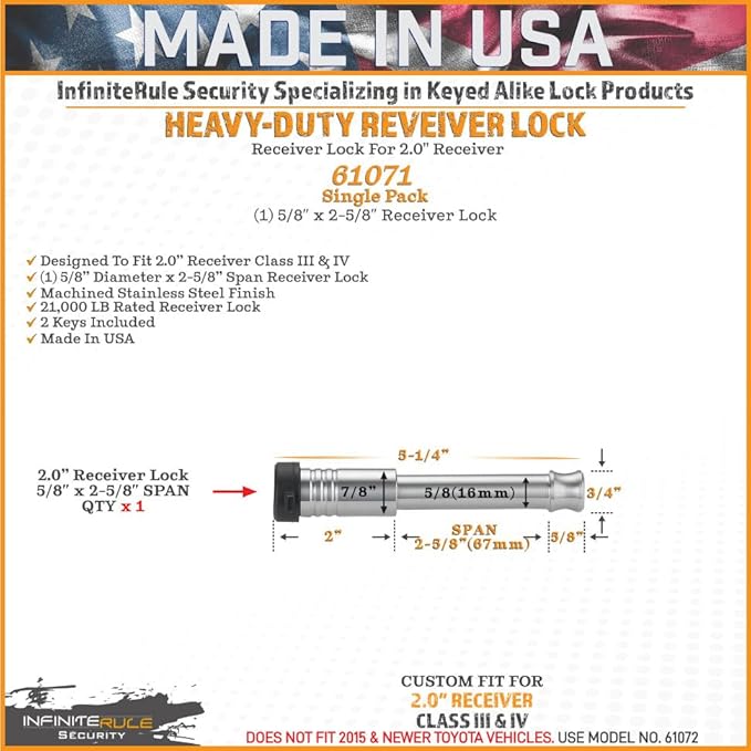 61071 | Receiver Lock for 2" Receiver - Image 5