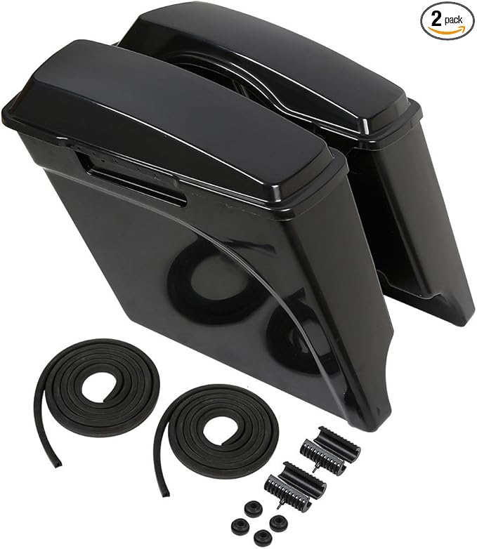 XFMT Unpainted 5" Stretched Extended Hard Saddlebags Dual Exhaust Compatible by XFMT