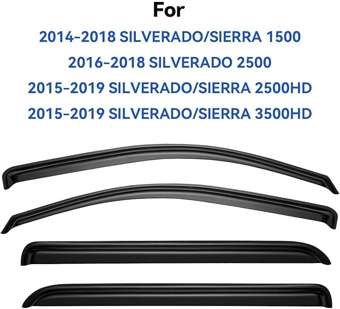 Window Visors Rain Guards for 2014-2018 Chevy Silverado/GMC Sierra 1500 - Image 3