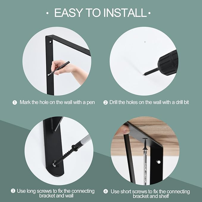 8 Pack L22 x H 12" Black Heavy Duty Shelf Brackets - Image 6
