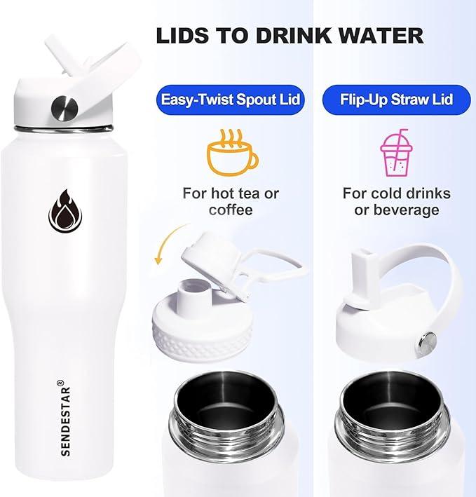SENDESTAR 32oz Water Bottle Wide Mouth Stainless Steel Vacuum Insulated Double - Image 3