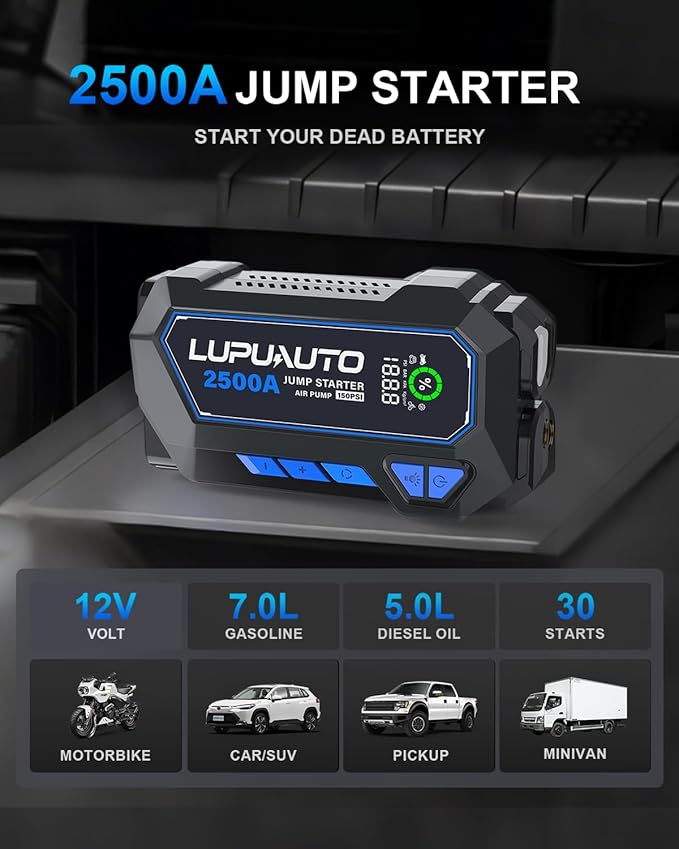 2500A Portable Jump Starter, Car Battery Jump Starter - Image 3