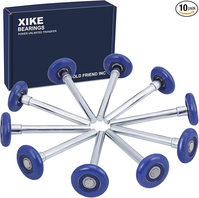 XiKe 10 Pack Blue 2" Nylon Garage Door Roller 4" Stem, Quiet/Durable and High by XIKE+BEARINGS