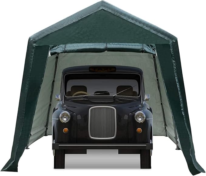 ERGOMASTER 8 Ft x 14 Ft Outdoor Carport Patio Storage Shelter Metal Frame and - Image 8