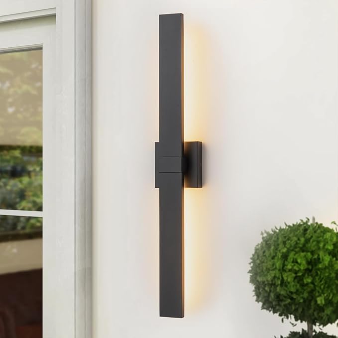 Black Modern LED Outdoor Wall Sconce 31.5" Long Outdoor Wall Lights Exterior by Zicbol