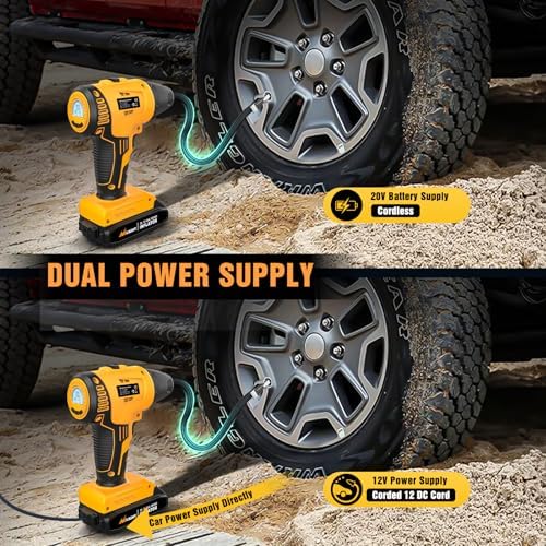 Nilight Cordless Tire Inflator 150PSI 20V/12V Dual Power Supply