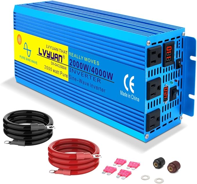 LVYUAN 2000 Watt Pure Sine Wave Inverter 24V to 110V 120V DC to AC by LVYUAN