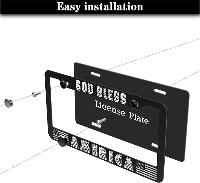 License Plate Frames Black and White License Plate Frame God Bless America - Image 7
