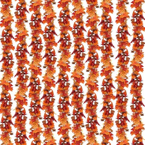 CQURE 20 Pack Fall Leaf Garland, Total 118Ft Artificial Fall Vines Autumn Garland Fall Maple Leaves Thanksgiving Decor for Home Wedding Fireplace Party by CQURE