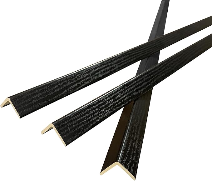 Wall Corner Protector 3PCS 45" Corner Molding Trim Black Wood Grain Corner Trim by Yutianli