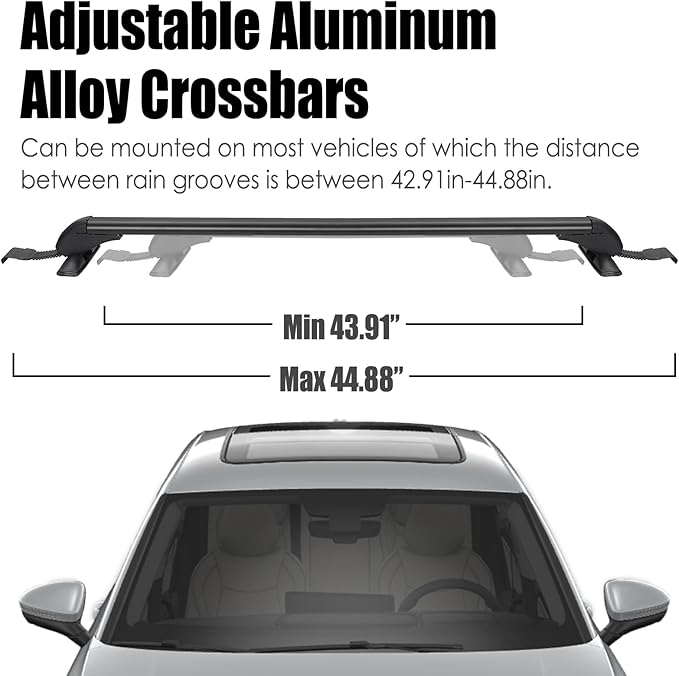 Universal Car Roof Rack, Adjustable Aluminum Alloy Crossbars Heavy Duty Roof - Image 4