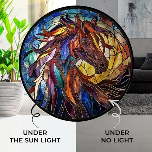 Stained Glass Window Hanging, Horse Sun Catchers Diamond Glass Panel Hangings Abstract Suncatcher Decor for Birthday for Women, Men, Wife, Aunt, and Mom 9.8 in - Image 3