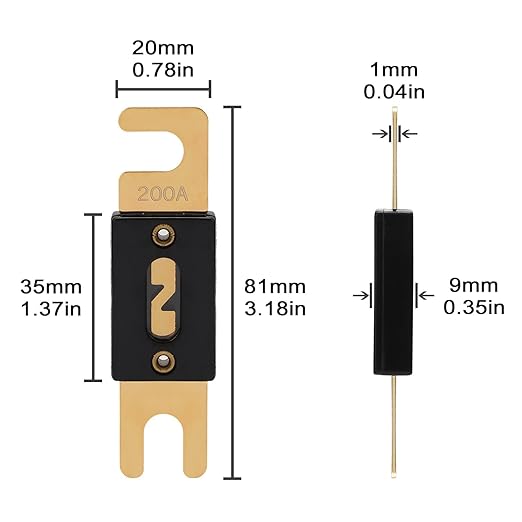 200A ANL Fuse 200 Amp Inline Blade Fuses 32V - Image 2