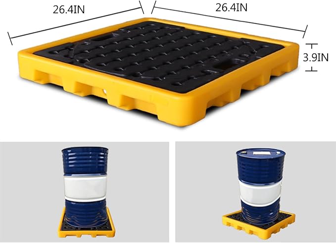 2 Drum Containment Spill Pallet, Polyethylene Low Profile Paint Bucket Tray - Image 2