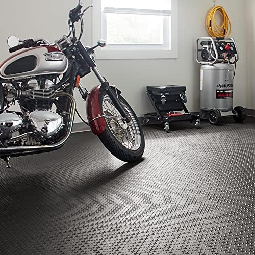 VersaTex Garage Floor 18 x 18 inch Square Rubber Diamond Plate Interlocking Floor Tiles for Home Gym, Garage Flooring, Trade Show Flooring, Basement Tiles, 24 Pack (Black) - Image 2