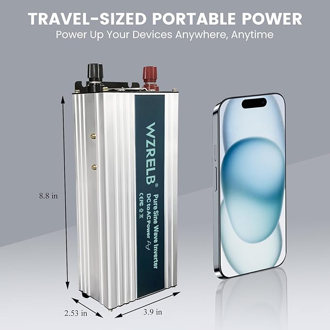 WZRELB 1200W Pure Sine Wave Inverter 48V DC to 110V 120V AC Power Converter - Image 5