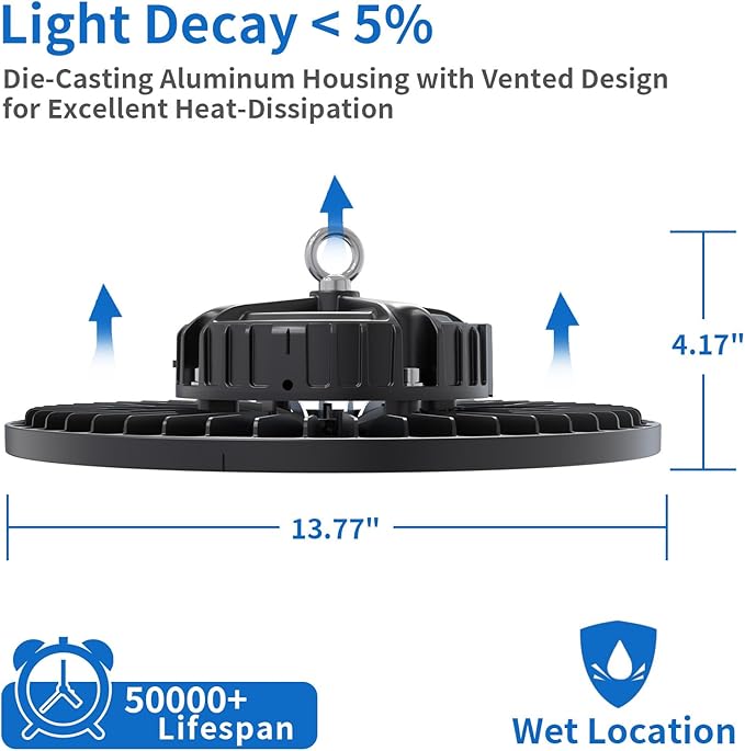 6 Pack UFO LED High Bay Light 250W, 35000 LM, 5000K - Image 5