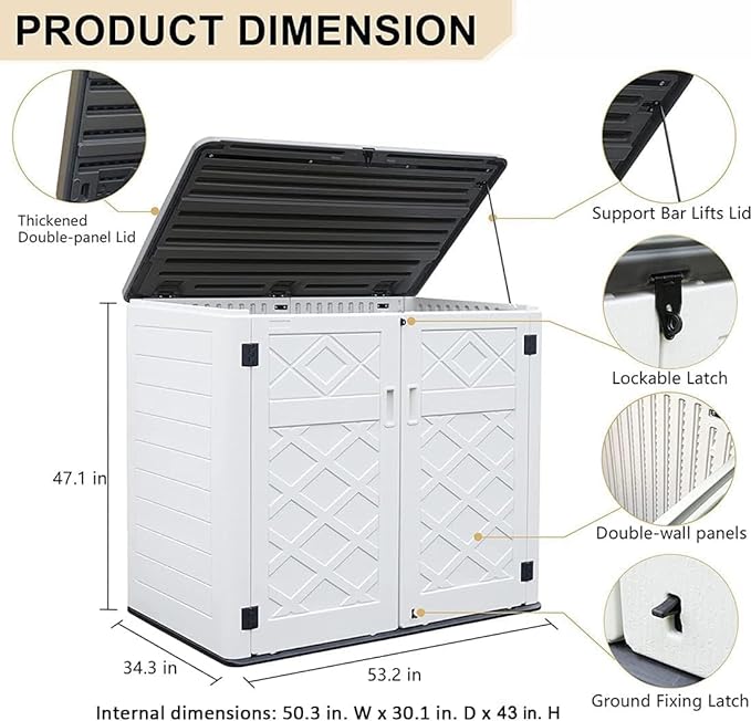 KINYING Larger Outdoor Storage Shed Weather Resistance, Horizontal Outdoor - Image 3