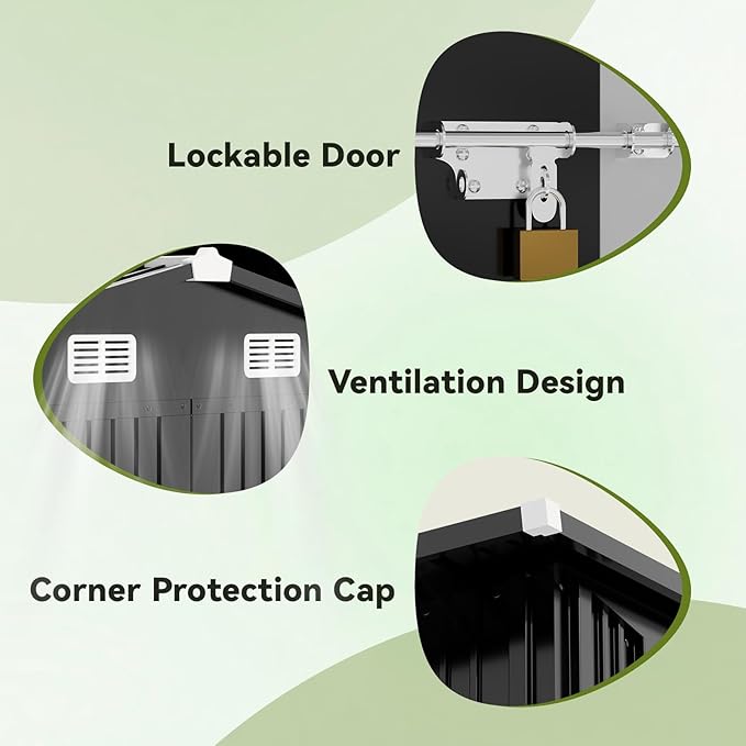 COMHOMA Shed Outdoor Storage Shed Metal, Lockable Doors Tool Sheds - Image 3