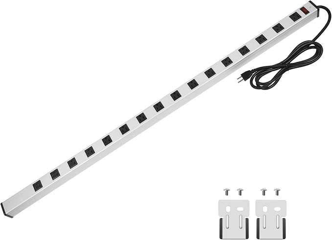 16 Outlet Plugs Heavy Duty Metal Power Strip, Aluminum Workshop Socket by CCCEI