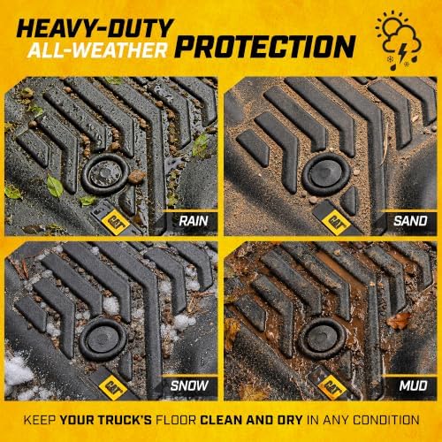 CAT® JustFit™ 3D Custom Fit Front Floor Mats for Chevy Silverado 1500 Regular Cab 2014-2018, Heavy Duty Rubber Floor Liners Laser Measured, Silverado Accessories