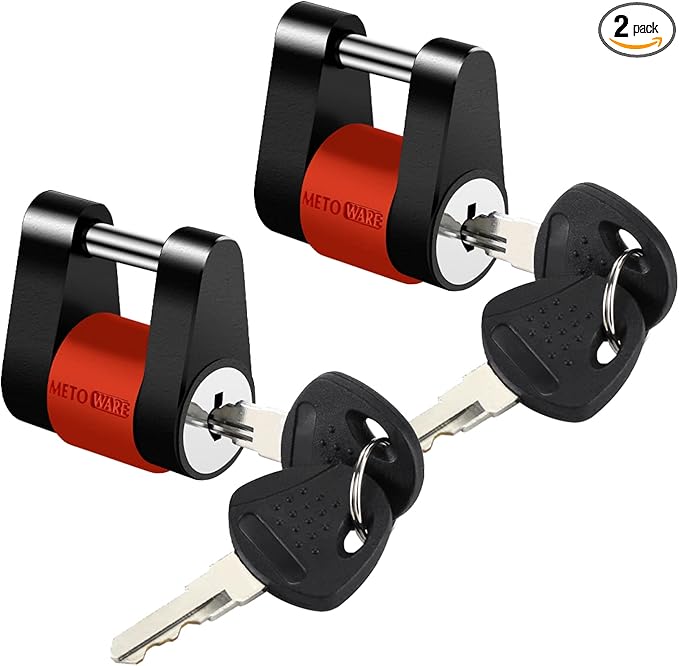 METOWARE Keyed Alike Trailer Coupler Lock, 1/4” Dia, 3/4” Span Heavy-Duty Steel by METOWARE